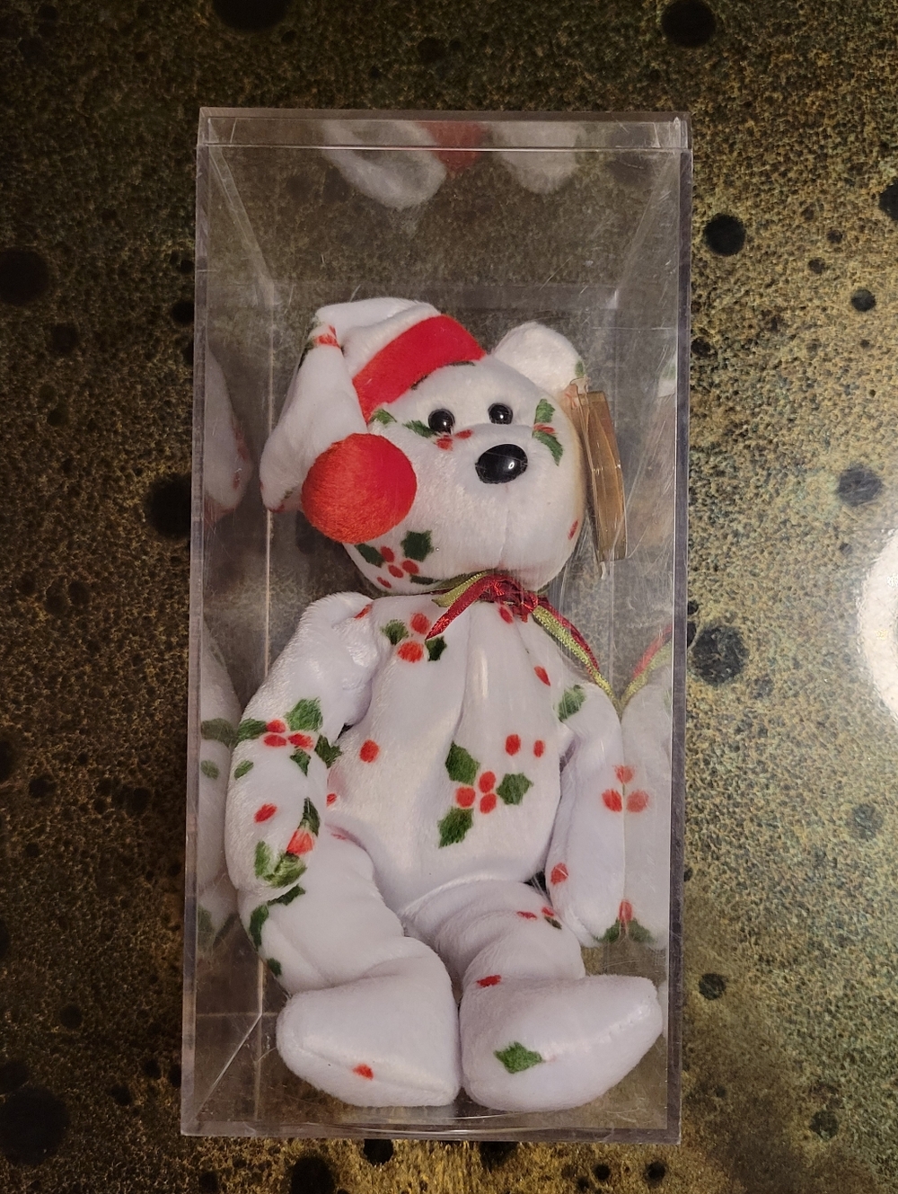 TY 1998 HOLIDAY TEDDY BEAR BEANIE BABY Tag Protector & Display Case